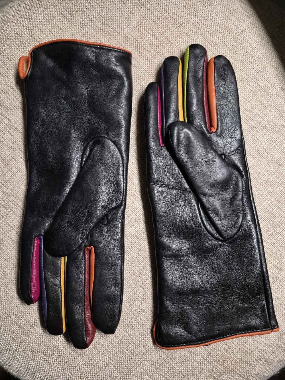NWT Mywalit x Hester van Eeghen Rainbow Leather Gloves Black Pace Size 7